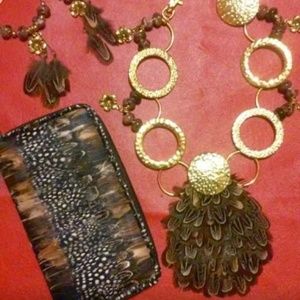 "SOFT AS A FEATHER" Necklace,earrings, wallet set